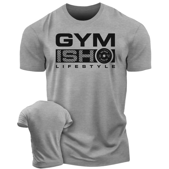 Gymish Lifestyle Workout T-Shirt for Men – Funny Gym Shirt, Lifting Tee, Deadlift Shirt, Heather Grey, Small