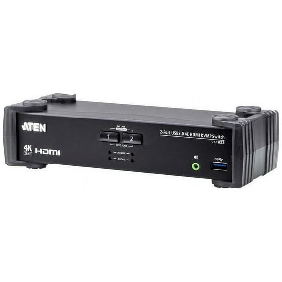 ATEN 2-Port USB 3.0 4K HDMI KVMP Switch - 2 Computer(s) - 1 Local User(s) - 4096 x 2160 - 6 x USB - 3 x HDMI - Desktop
