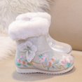 thumbnail image 6 of Otqutp Round Toe Shoes for Toddler Girls Shoes Butterfly Embroidered Warm Cotton Boots Embroidered Boots National Style Boots Princess Cotton Boots(White,3-3.5 Years), 6 of 6