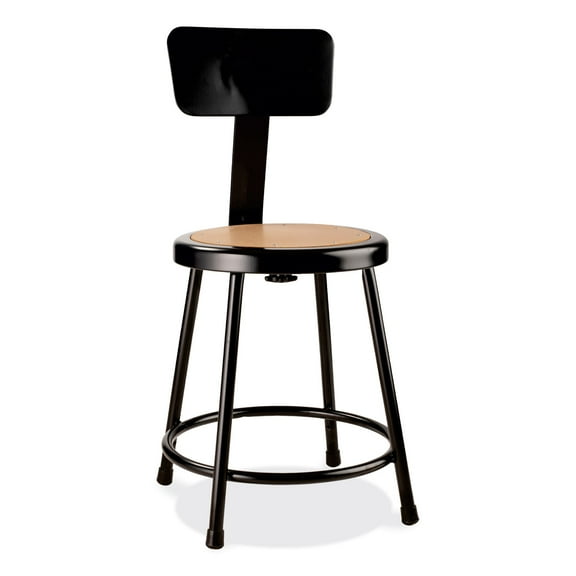 6200 Series 18" Heavy Duty Stool w/Backrest, Supports 500 lb, 33" Seat Ht, Brown Seat, Black Back/Base, Ships in 1-3 Bus Days | Bundle of 2 Each