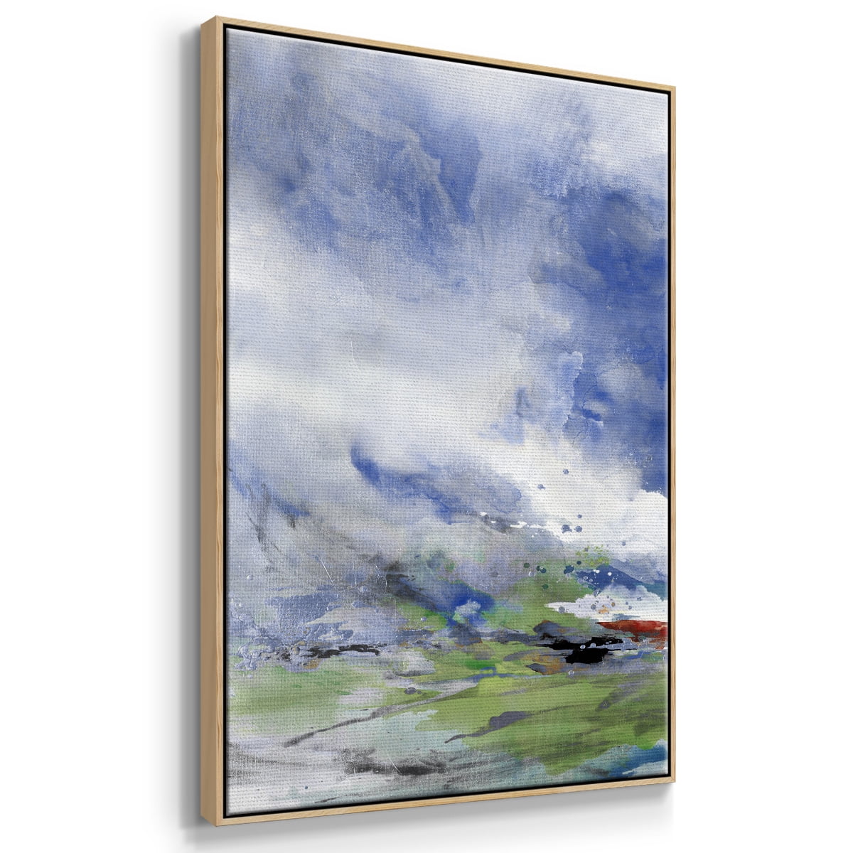 Spring Air I Framed Premium Gallery Wrapped Canvas - Ready to Hang - 27 x 41 - Natural Wood Floating Frame