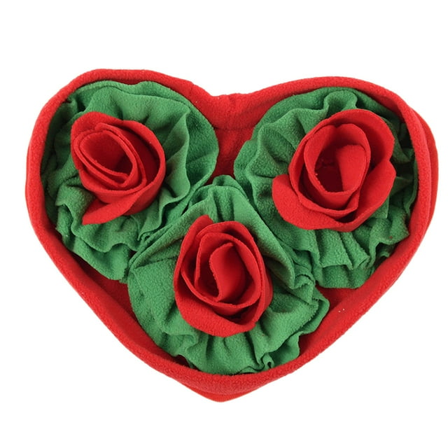 Love-Shaped Rose Pet Sniffing Mat - Puzzle for Dogs/Cats, Expends Energy, Valentine's Day Gift/Food Mat