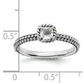 thumbnail image 2 of Stackable Expressions Sterling Silver  Checker-cut White Topaz Antiqued Ring, 2 of 6