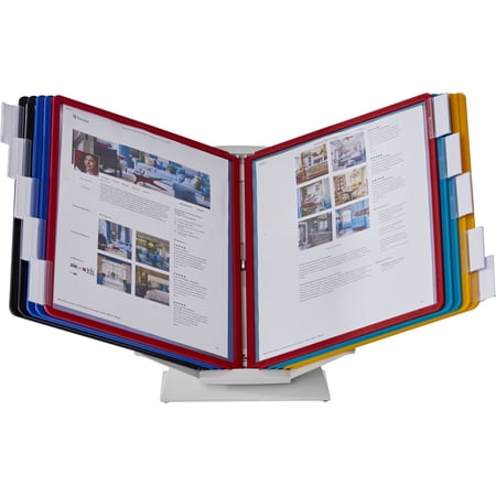 DURABLE Reference System, Rotating Portrait/Landscape, for Desktop/Wall, 10 Double-Sided Panels, Letter-Size, Assorted Colors, VARIO Design (551500)