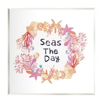 Stupell Industries Seas The Day Marine Life Coral Botanical Wreath Graphic Art Unframed Art Print Wall Art, Design by Amelia Noyes