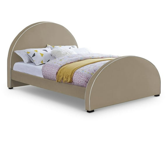 Meridian Furniture Brody Full Velvet Upholstered Bed in Beige