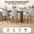 thumbnail image 6 of Hawsaiy Modern Swivel Bar Stools Set of 2, 26" Counter Height Bar Stools with Back, Upholstered Chenille Bar Chairs, Solid Wood Legs Kitchen Island Stools with Footrest, Gray, 6 of 12
