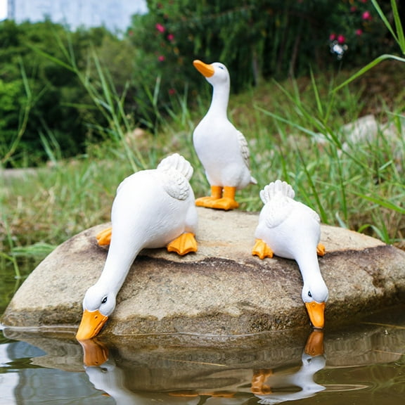 EZPXFCI Goose Yard Decorations Outdoor Ornaments Set of 3, Resin Goose Sculpture Statue Front Porch Garden Decor,Perfect for Home Garden Stairs, Farm, Patio, Backyard
