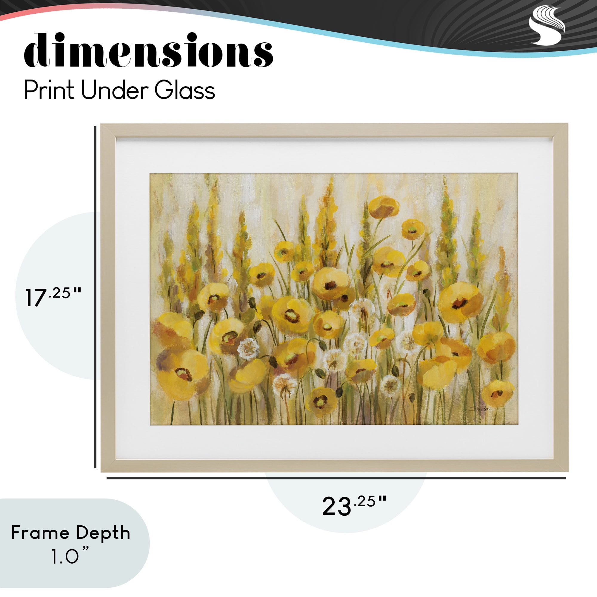 Stupell Industries Yellow Field of Poppies Birch Framed Print Under Glass, design by Silvia Vassileva