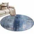 thumbnail image 2 of Blue Round Area Rug 3.3 FT, Non Slip Small Entryway Kitchen Mat, Retro Oil Painting Modern Abstract Art Aesthetics Washable Soft Circular Rug Non-Shedding Door Mat for Bathroom Playroom Kids Room, 2 of 9