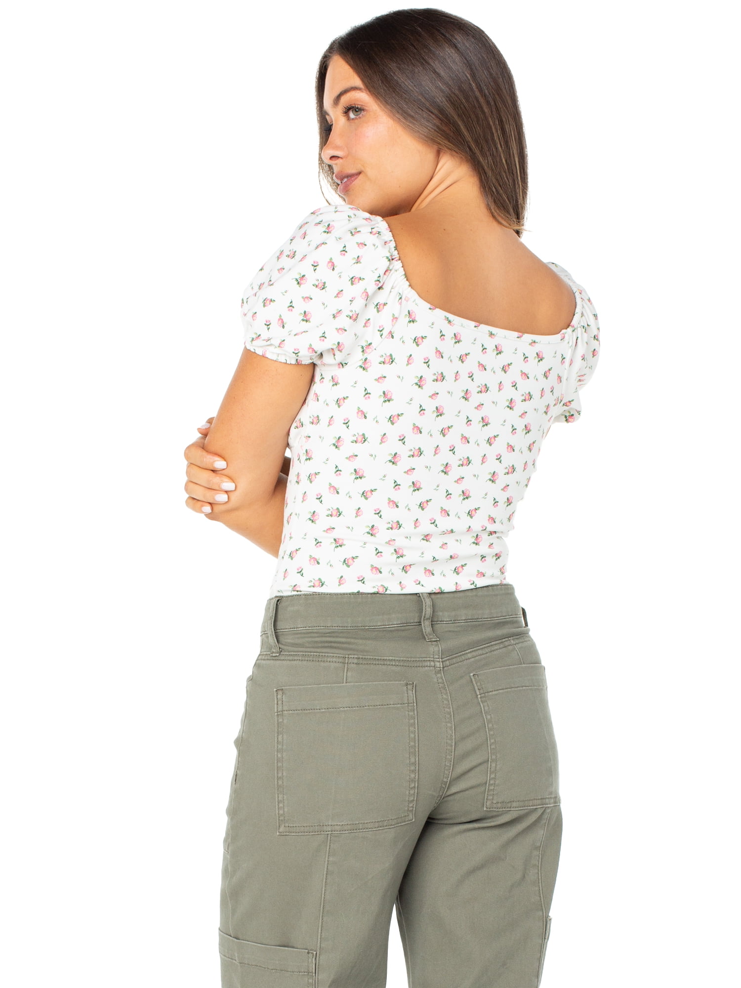 Celebrity Pink Short Sleeve Sweetheart Neck Bodysuit
