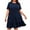 Navy, variant on Diufon Plus Size Dresses for Women Round Neck Short Sleeve Dress Solid Color Waisted A-Line Dress