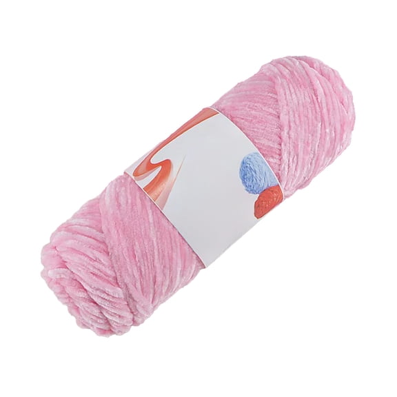 Plush Chunky Chenille Yarn, Fluffy Velvet Yarn for Crocheting, Soft Thick Bulky Yarn for Knitting and Making Clothes, Scarves, Blankets, Cushions (Pink)