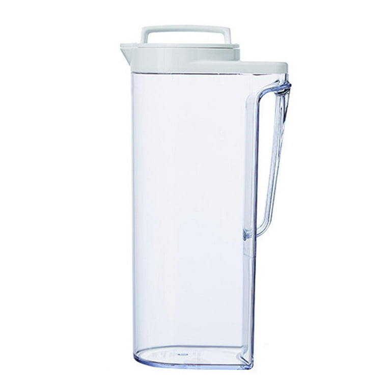 Decorated Glass Pitcher with Lid, Water Jug for Fridge and Countertop, Glass Carafe for Iced Tea, 34 oz