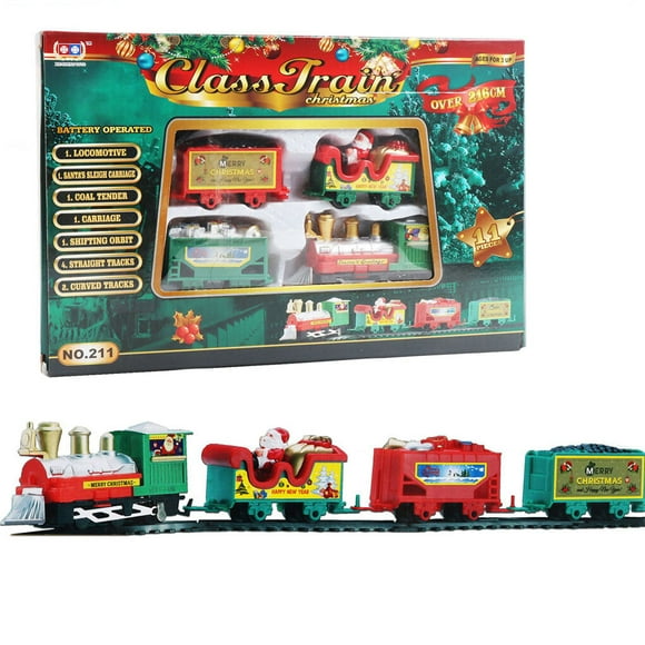 Dalazy Xmas Train Set Interactive Railway Tracks Miniature Model Realistic Electric Toy Party Kids Activity Tree Decorations