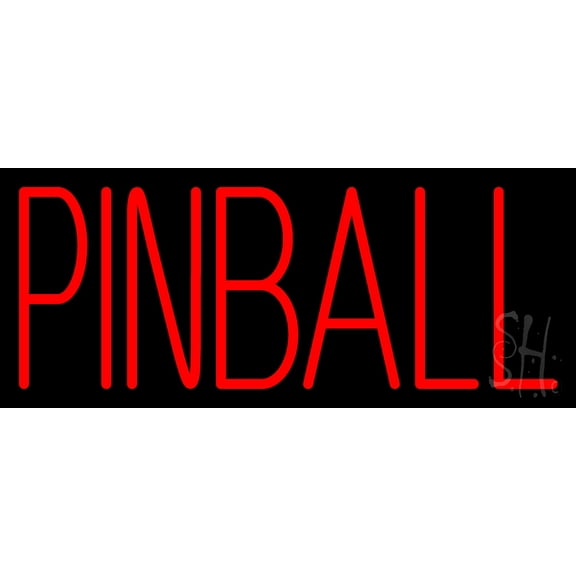 Red Pinball 2 LED Neon Sign 10 x 24 - inches, Black Square Cut Acrylic Backing, with Dimmer - Bright and Premium built indoor LED Neon Sign for wall décor, arcarde, and storefront.