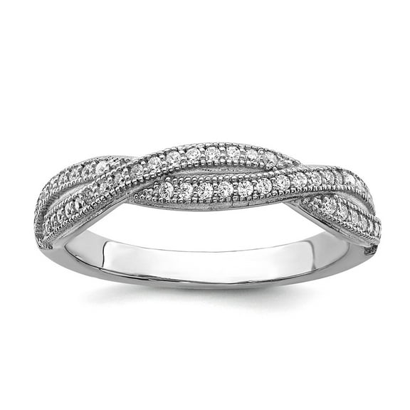 925 Sterling Silver Brilliant Embers Rhodium Plated Cubic Zirconia Polished Ring Size 7 Ring for Women