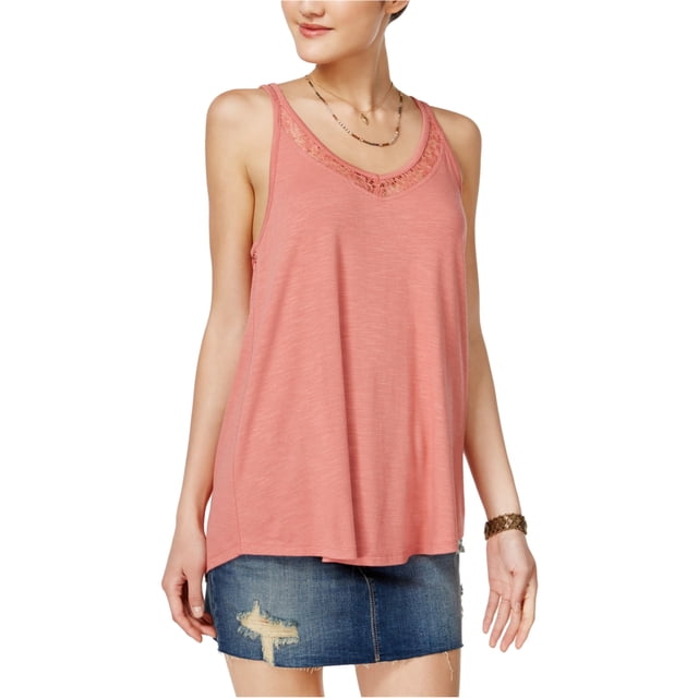 Hippie Rose Womens Lace Trim Knit Blouse, Pink, Juniors, Small