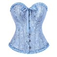 thumbnail image 2 of Women's Lace Up Corset Boned Floral Overbust Lingerie Bustier Bodyshaper Top Corset Tops for Women Bustier Shapewear Lingerie Lace Waist Push Up Bodysuit Overbust Boned Corset, Sky Blue L, 2 of 5