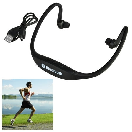Insten Black Wireless Bluetooth Sports Stereo Headset Mic Handsfree for Smartphone Mobile Cell Phone Apple iPhone 7 6 6s Plus SE 5s iPod MP3 Music Player Running Exercise Cycling Workout