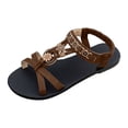 thumbnail image 6 of Rokment Womens Bohemian Flat Dress Sandals Beach Summer Flower Design Comfortable Casual Low Heel Elastic Strap Slingback Walking Sandals for Vacation Brown Size 8, 6 of 7