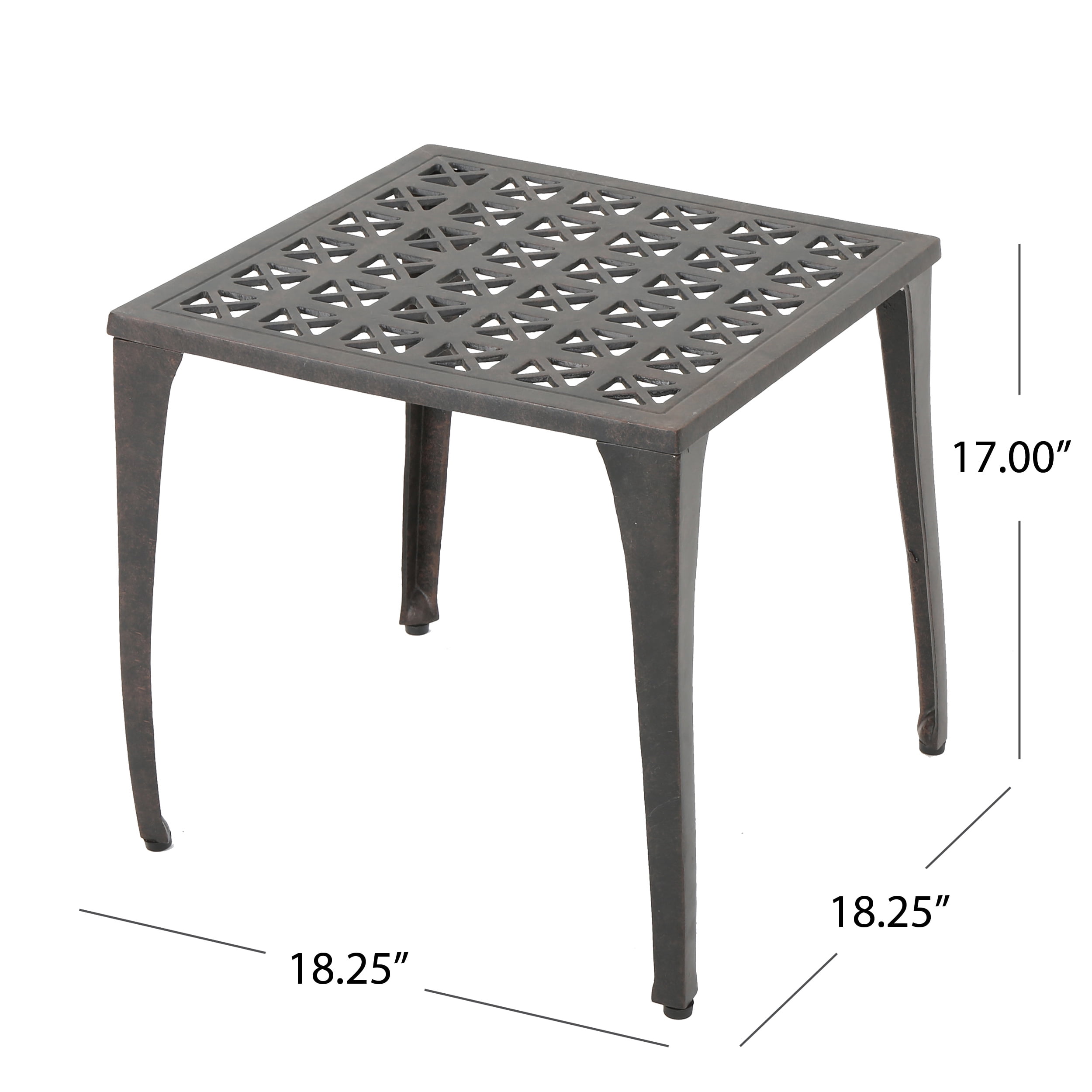 Side Table 18 Inch, Outdoor Cast Aluminum Table for Patio Balcony Garden, Bronze