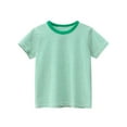 thumbnail image 3 of DAETIROS Boys Short Sleeve T-Shirts 100% Cotton Soft Breathable Striped Crewneck Green Contrast Tee for Little Kids 2-10 Years,Size 7-8 T, 3 of 8