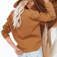 thumbnail image 4 of idosla Women's V Neck Button Pullover Sweatshirts Long Sleeve Casual Tops Solid T-Shirts for Fall Winter Brown (Brown, M), 4 of 8