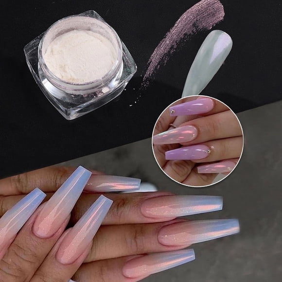 EIGTHTAIL White Chrome Nail Powder Moonlight Pearl Powder for Nails Magic Clear Pearlescent Aurora Mirror Effect Gel Nail Glitter Powder Nails Art Design 0.5/Jar