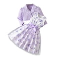 thumbnail image 2 of SONGGE Girls Floral Print Dress With Sheer Overlay And Jacket Summer Style Outfit Sets Toddlers Kids Back To School Relaxed Fit Clothes Sets, 2 of 8