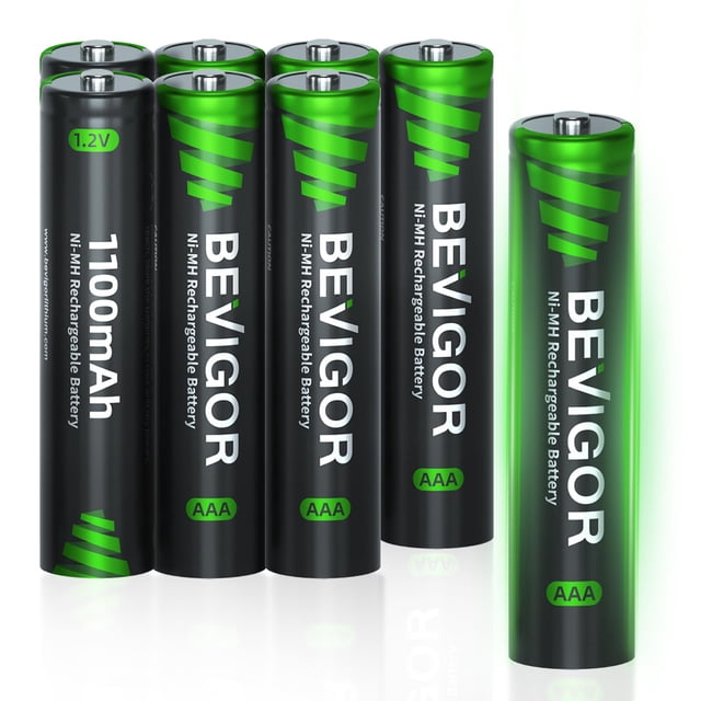 Pilas AAA recargables Bevigor 1100mAh de alta capacidad, paquete de 8