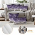 thumbnail image 6 of Purple Wave Outdoor Waterproof Pillow Covers, Coastal Ombre Ocean Grey Stripes Beach Sand Decorative Square Throw Pillowcase Sofa Cushion Sham for Patio/Couch/Chair, 24"x24" 2 Pack, 6 of 8