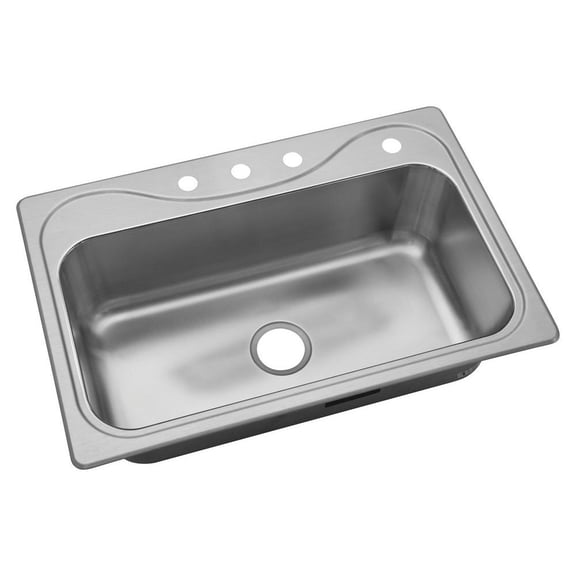 STERLING Kitchen Southhaven Top Mount Stainless Steel 33 in. 4-Hole Single Bowl