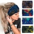 thumbnail image 6 of Wide Headbands For Women Knotted Headband African Womens Head Wraps Stretchy Hair Accessories Bands Tie Dye 4 Pack, 6 of 6