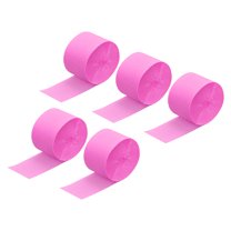 Uxcell Crepe Paper Streamer Decor 82ft Long 1.77 Inch Wide, Bright Pink 5 Pack