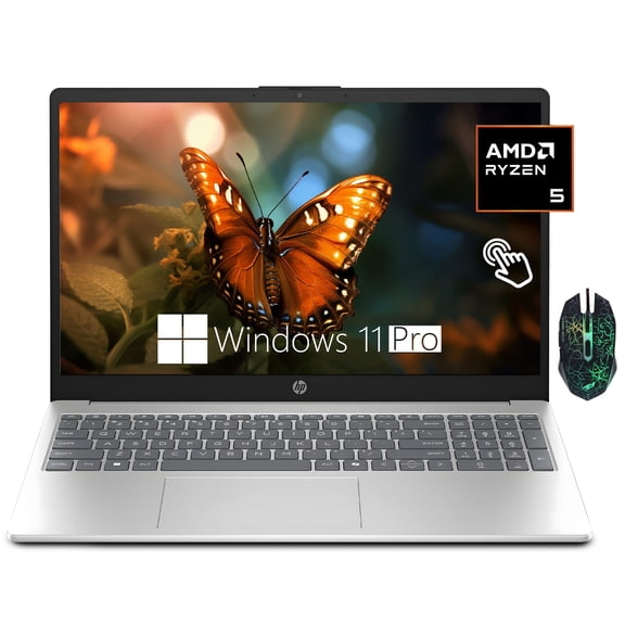 HP 15.6 inch FHD IPS Touch Business Laptop AMD Ryzen 5 7520U 8GB 1TB SSD With Mouse, Win11 Pro, Natural Silver