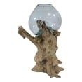 thumbnail image 2 of Large 28"H Bali Handicraft Driftwood With Molten Glass Bowl Vase Aquarium Decor, 2 of 10