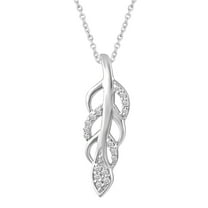 1/10 Carat tw Cubic Zirconia Lucky Feather Charm Angel Wing Necklace Pendant in 925 Sterling Silver Jewelry