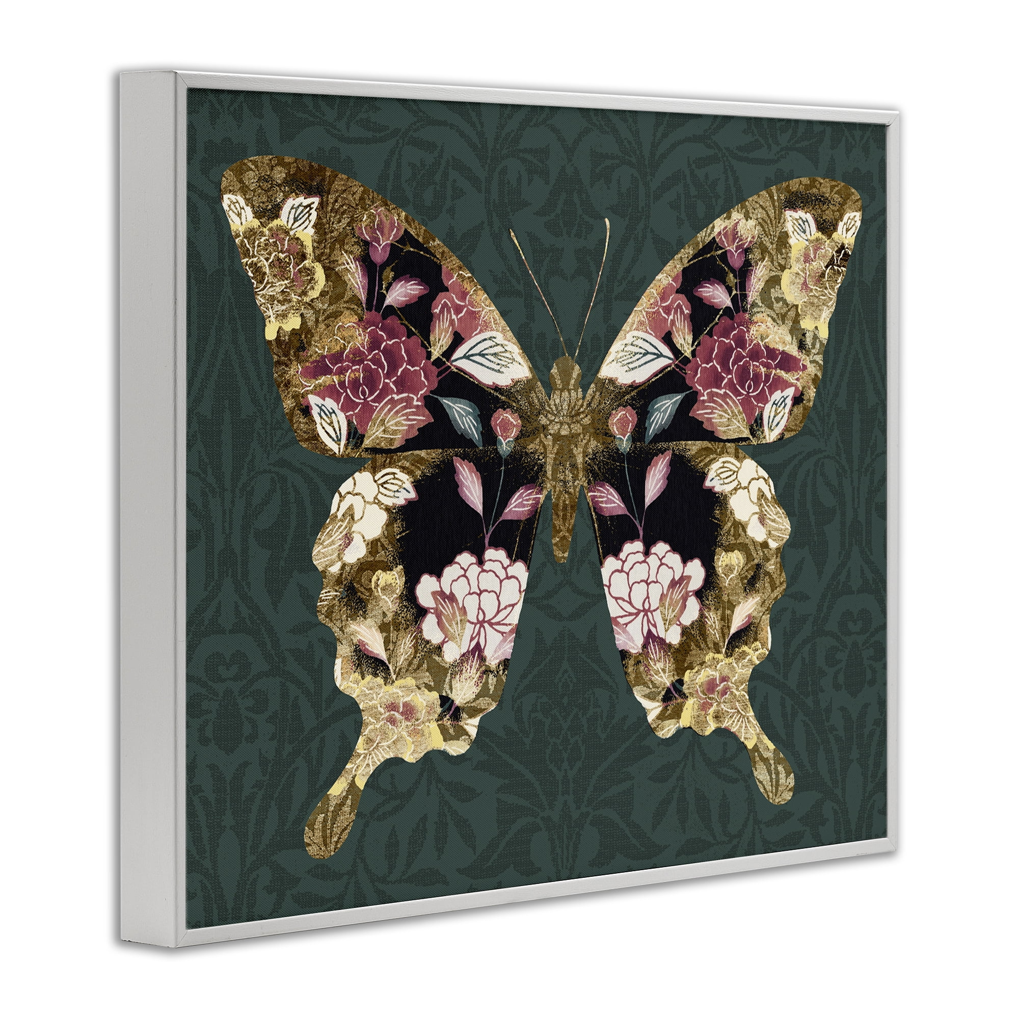 Stupell Industries Traditional Florals Butterfly Animals & Insects Painting White Framed Art Print Wall Art, 20 x 16