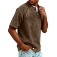 thumbnail image 4 of Mens Vintage Henley Shirts Classic Short Sleeve Button Tee Shirts Solid Color Casual Distressed Acid Washed Tops (Brown,M), 4 of 8