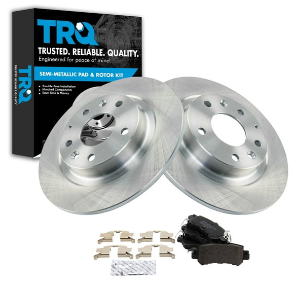 TRQ Rear Brake Pad & Rotor Kit Brake Pads Brake Rotor Semi-Metallic Fits Select 2016-2018 Mazda CX-3