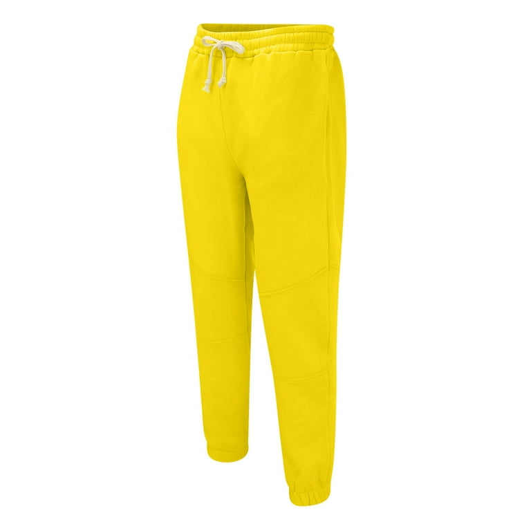 WREESH Men s Jogger Sweatpants Fashion Joggers Sports Pants Cotton Pants Sweatpants Trousers Long Pants Yellow Walmart