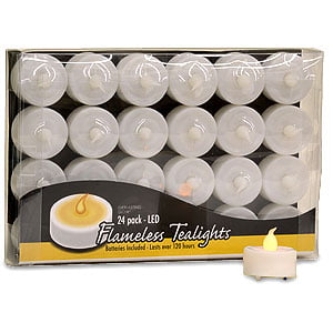 1.4 W X 1.25 H Long-Lasting Battery Operated Tea Lights Flickering Flameless Tea Candles Indigo Blue Electric TeaLight White Base Homemory 24-Pack LED Tea Lights Candles 