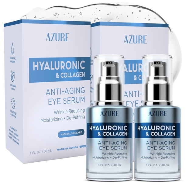 Sérum para ojos Azure Hialurónico y antienvejecimiento con colágeno, paquete de 2