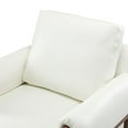 thumbnail image 6 of Faux Leather Accent Chair Set of 2 Removable Backrest Upholstered Arm Cushio PU Chairs Solid Wood Legs Reading Lounge Sofa Bedroom White, 6 of 8