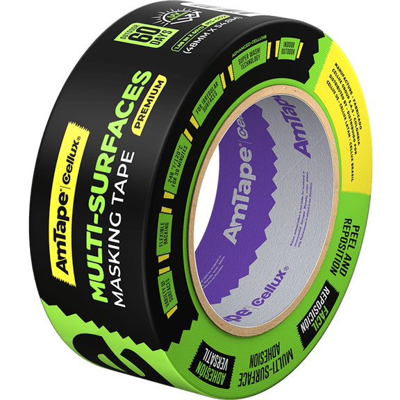 AmTape Multi-Surface Masking Tape, Multi-Surface Painter's Tape, Advanced Washi Paper, UV Resistant Up to 60 Days, Clean Removal, Indoor & Outdoor Painting, 1.88-Inch, 12 Rolls