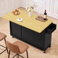 thumbnail image 2 of 52.7" Rolling Kitchen Island with Storage & Drop Leaf, Adjustable Shelf, Spice & Towel Rack for Small Kitchen & Dining Room, Black, 2 of 8