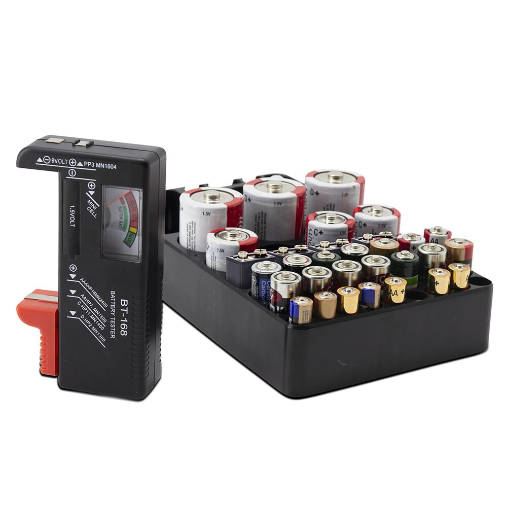 Eternal Lifestyle Battery Tester Organizer 34 Slots AAA AA 9V C D 1.5v