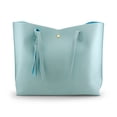 thumbnail image 4 of Women Tote Bag Tassels Leather Shoulder Female Handbags - Light Blue, 4 of 6