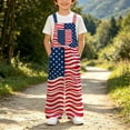 thumbnail image 4 of Yuncity USA Anniversary 250 Years Boys Girls Overalls 4Th Of July Adjustable Straps Jumpsuit American Flag Summer Breathable Outdoor Daily Wear Kids Patriotic Romper Clothes Size 10-11 Years Navy, 4 of 6